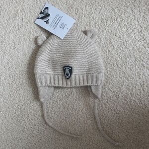 Deux par Deux Beige Knit Bear Ear Baby Hat